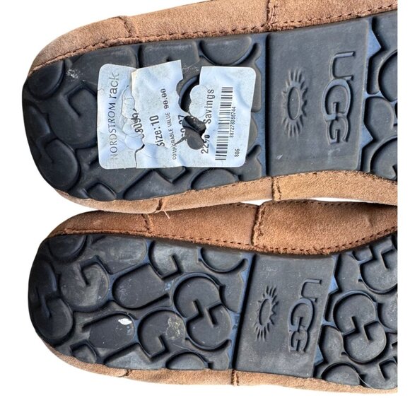 UGG Alder Mens Chestnut Slippers Size 10 Sheepskin Lined Suede Moccasin - Picture 9 of 9